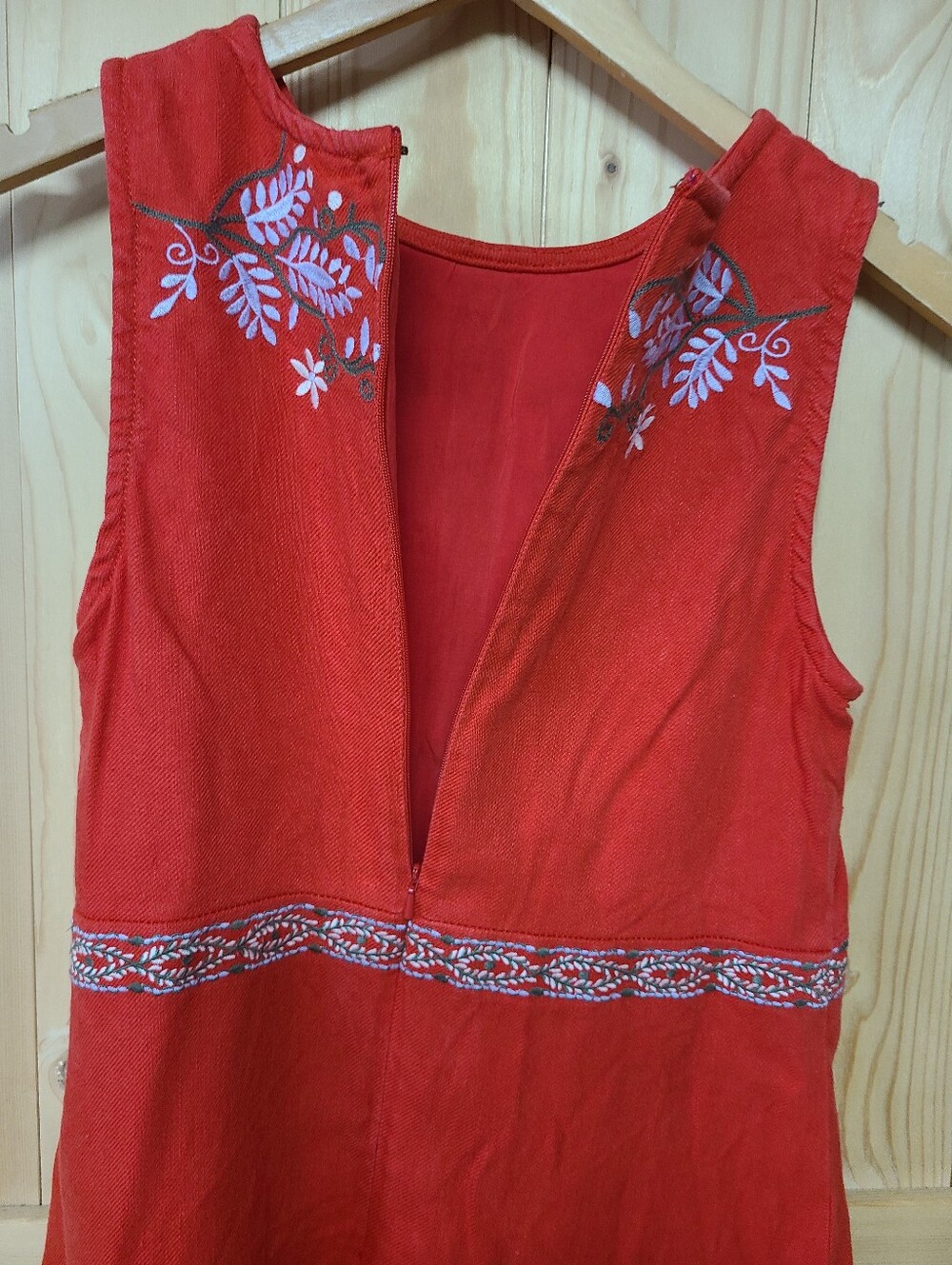 Anthropologie Red Sleeveless Dress With Embroidery Detail. - Picture 7 of 7